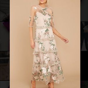 Nude Floral Maxi Dress